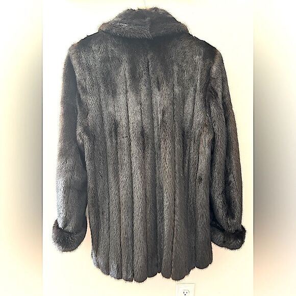 Vintage Furs by Albe Mahogany Mink Removable Hood Fur Coat Jacket Size L / XL - Picture 7 of 12